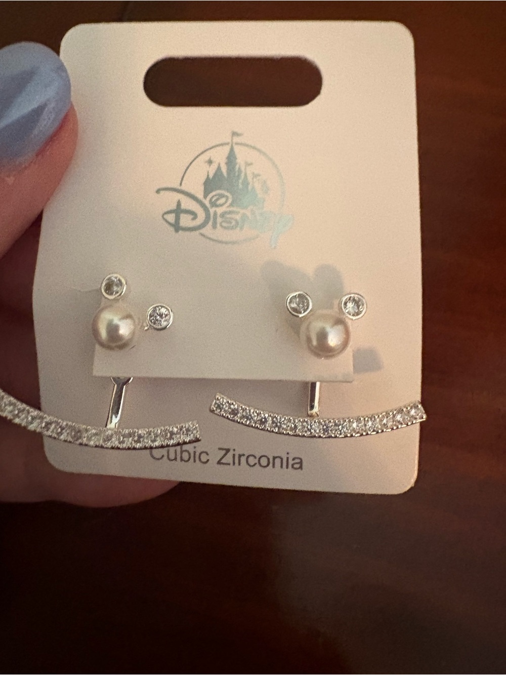 Disney Silver/Pearl Mickey Stud Earrings - Silver